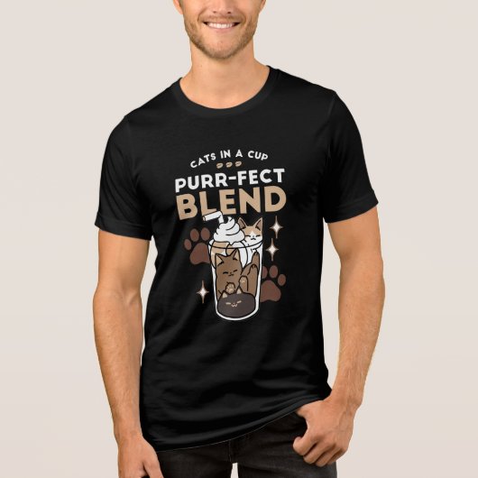 Purr-fectブレンド：キャット&コーヒー用のコーヒーデザイン トライブレンドＴシャツ (正面)