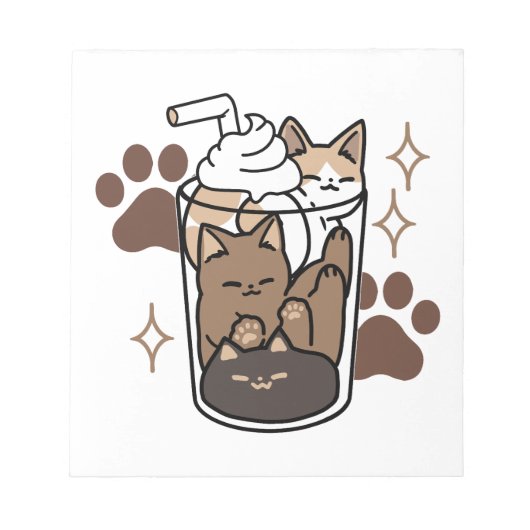 Purr-fectブレンド：キャット&コーヒー用のコーヒーデザイン ノートパッド (正面)