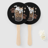 Purr-fectブレンド：キャット&コーヒー用のコーヒーデザイン ハンドファン (正面&裏面)
