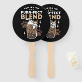 Purr-fectブレンド：キャット&コーヒー用のコーヒーデザイン ハンドファン (正面&裏面)
