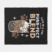 Purr-fectブレンド：キャット&コーヒー用のコーヒーデザイン フリースブランケット (正面(横))