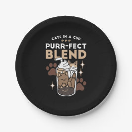 Purr-fectブレンド：キャット&コーヒー用のコーヒーデザイン ペーパープレート
