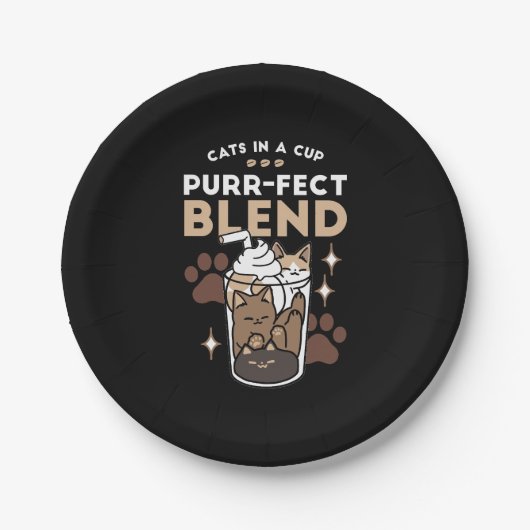 Purr-fectブレンド:キャット&コーヒー用のコーヒーデザイン ペーパープレート (正面)