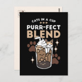 Purr-fectブレンド：キャット&コーヒー用のコーヒーデザイン ポストカード (正面/裏面)