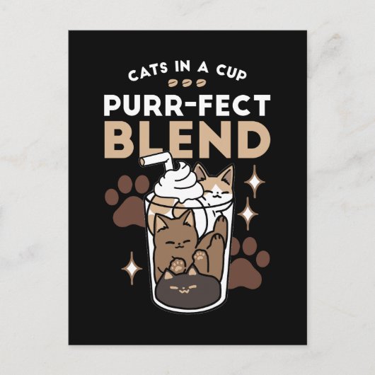 Purr-fectブレンド：キャット&コーヒー用のコーヒーデザイン ポストカード (正面)