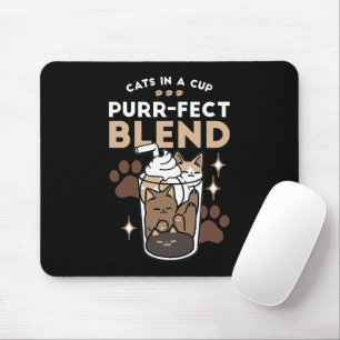 Purr-fectブレンド:キャット&コーヒー用のコーヒーデザイン マウスパッド