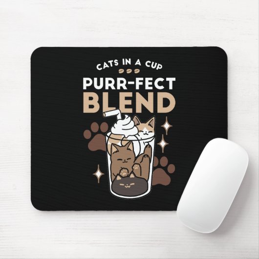 Purr-fectブレンド:キャット&コーヒー用のコーヒーデザイン マウスパッド (マウス)