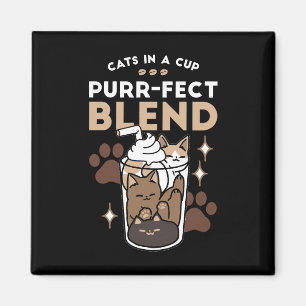Purr-fectブレンド:キャット&コーヒー用のコーヒーデザイン マグネット