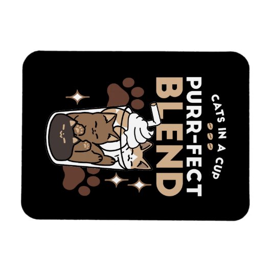 Purr-fectブレンド:キャット&コーヒー用のコーヒーデザイン マグネット (横)