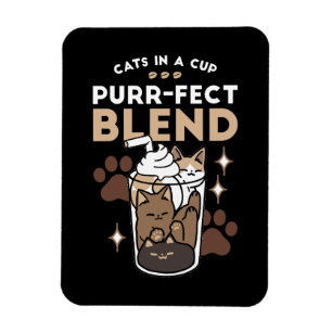 Purr-fectブレンド:キャット&コーヒー用のコーヒーデザイン マグネット