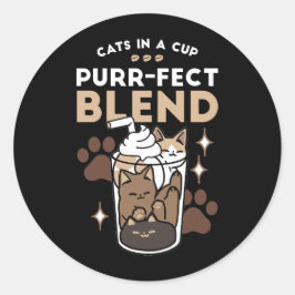 Purr-fectブレンド：キャット&コーヒー用のコーヒーデザイン ラウンドシール