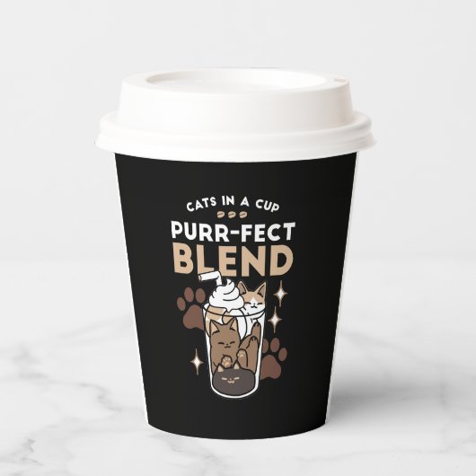 Purr-fectブレンド:キャット&コーヒー用のコーヒーデザイン 紙コップ (正面)