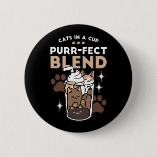 Purr-fectブレンド:キャット&コーヒー用のコーヒーデザイン 缶バッジ