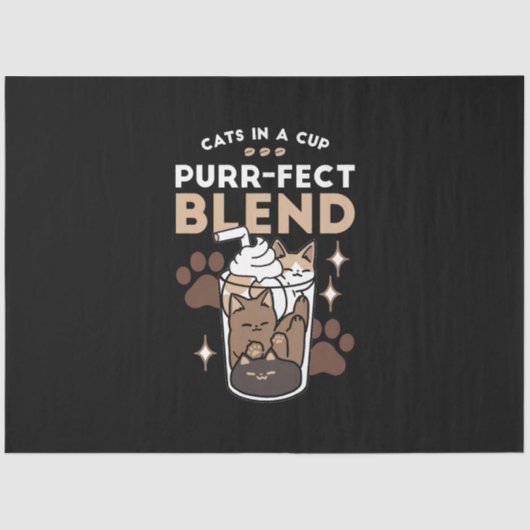 Purr-fectブレンド：キャット&コーヒー用のコーヒーデザイン 薄葉紙 (正面)