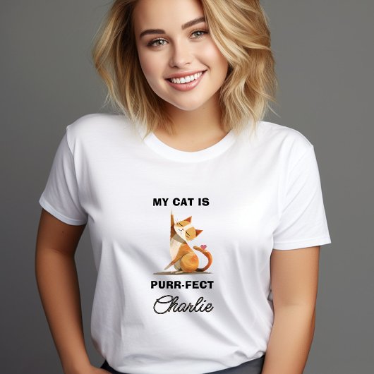 PURR-FECT猫のハート名 Tシャツ