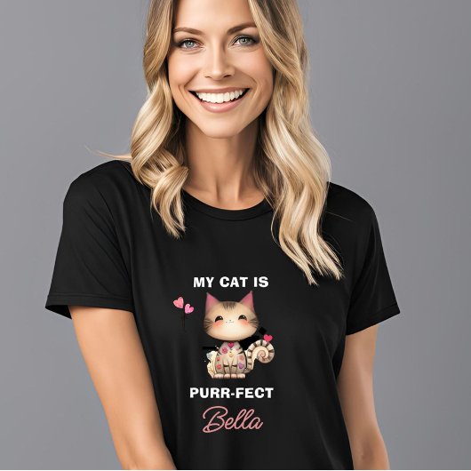 PURR-FECT猫のハート名 Tシャツ