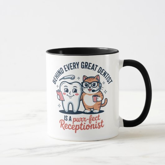 Purr-fect Dental Duo | Funny Cat and Tooth Mug Des マグカップ (右)