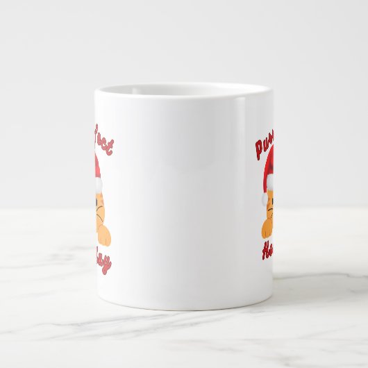 Purr‑fect Holiday Christmas Cat Lover Mug ジャンボコーヒーマグカップ (正面)