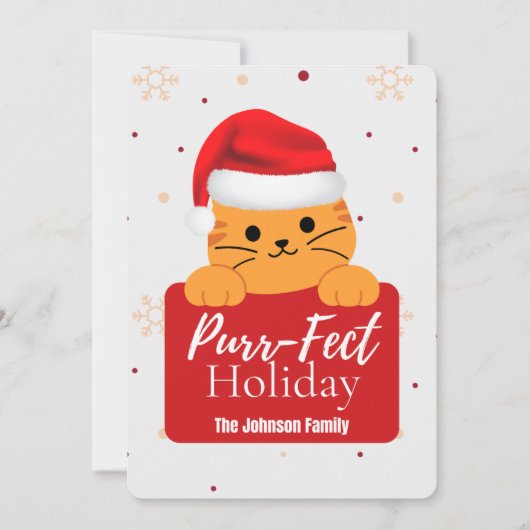 Purr‑fect Holiday cute Cat Christmas Card  シーズンカード (正面)