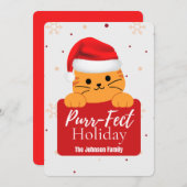 Purr‑fect Holiday cute Cat Christmas Card  シーズンカード (正面/裏面)