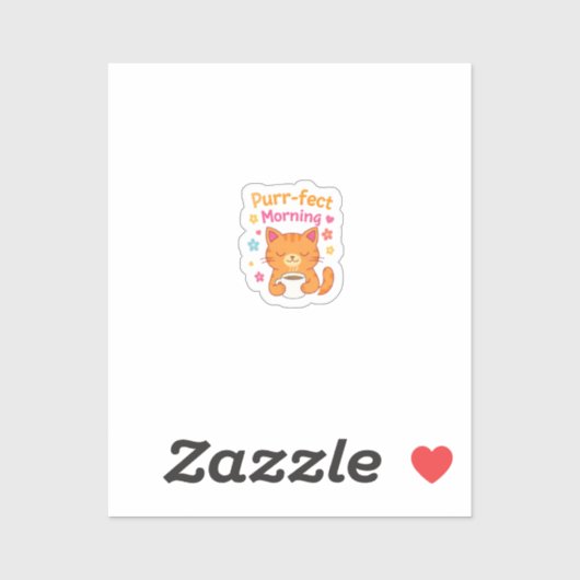 Purr-fect Morning Cat Coffee Mug – Cute Cat Lover  シール (シート)
