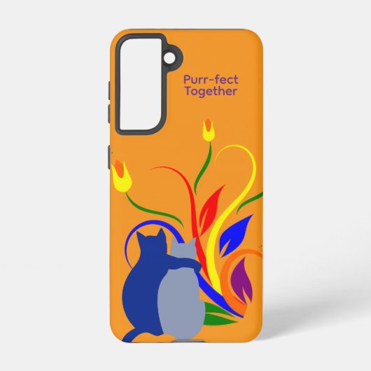 Purr-fect Together Cats Galaxy Case – Orange Samsung Galaxyケース (裏面)
