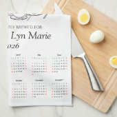 Purr-fectly Brewed Cat Tea Towel 2026 Calendar キッチンタオル (四つ折り)