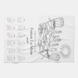 Purr-fectly Brewed Cat Tea Towel 2026 Calendar キッチンタオル