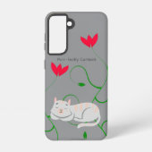 Purr-fectly Content Pink Cat Galaxy Case – Gray Samsung Galaxyケース (裏面)