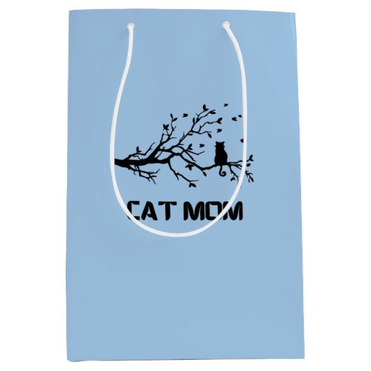 "Purr-fectly Proud Cat Mom ミディアムペーパーバッグ (正面)