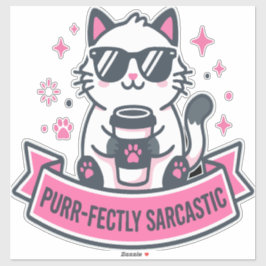 Purr-fectly Sarcastic White Cat Sticker シール