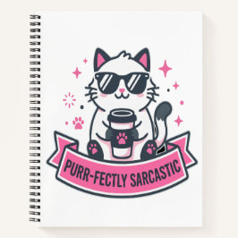 Purr-fectly Sarcastic White Cat Sticker ノートブック