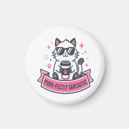 Purr-fectly Sarcastic White Cat Sticker マグネット