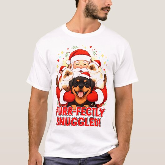 Purr-fectly Snuggled: Santa’s Cozy Pet Cuddle Tシャツ (正面)