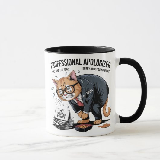 Purr-fectly Sorry: Professional Apologizer Cat マグカップ (右)
