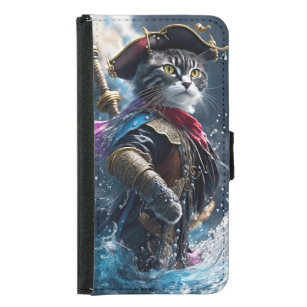 Purr-fecutly:ユニーク Monocolor Cat Pirate Galaxy S5 ウォレットケース