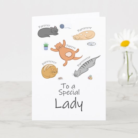 Purr-ific Cat Birthday Card for Her                カード (小さな植物)