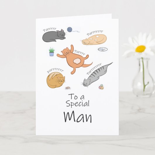 Purr-ific Cat Birthday Card for Him                カード (小さな植物)