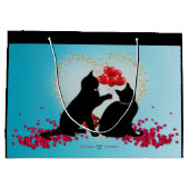 Purr Love - Cat Valentine Balloons -抱き枕 ラージペーパーバッグ (裏面)