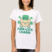 Purr-Luck Charm Cute Cat St. Patrick’s Day Tシャツ (正面)
