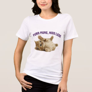 Purr More, His Les - Orange Tabby おもしろい Cat Women トライブレンドＴシャツ
