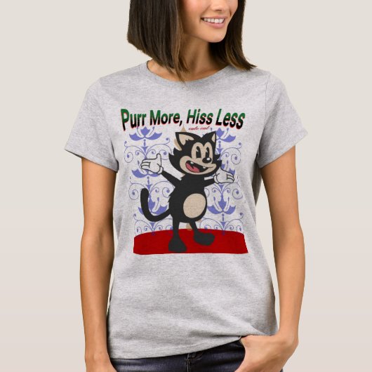 Purr More, His Less Tシャツ – かわいい猫好きTシャツ (正面)