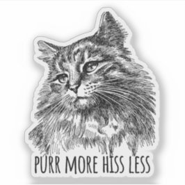 Purr More Hiss Less Pretty Kitty シール