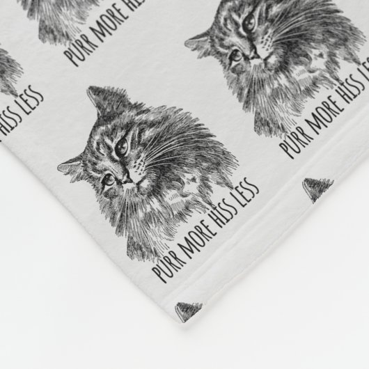 Purr More Hiss Less Pretty Kitty フリースブランケット (角)