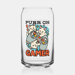 Purr On Gamer – かわいいキャットゲームデザイン ガラス缶