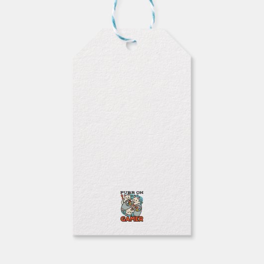 Purr On Gamer – かわいいキャットゲームデザイン ギフトタグ (裏面)