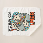 Purr On Gamer – かわいいキャットゲームデザイン シェルパブランケット (正面(横))