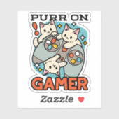 Purr On Gamer – かわいいキャットゲームデザイン シール (シート)