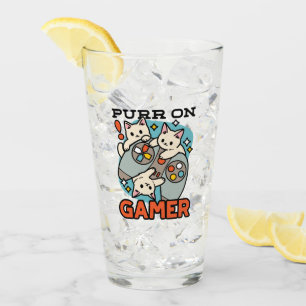 Purr On Gamer – かわいいキャットゲームデザイン タンブラーグラス