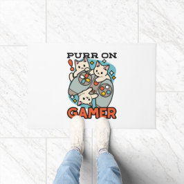 Purr On Gamer – かわいいキャットゲームデザイン ドアマット